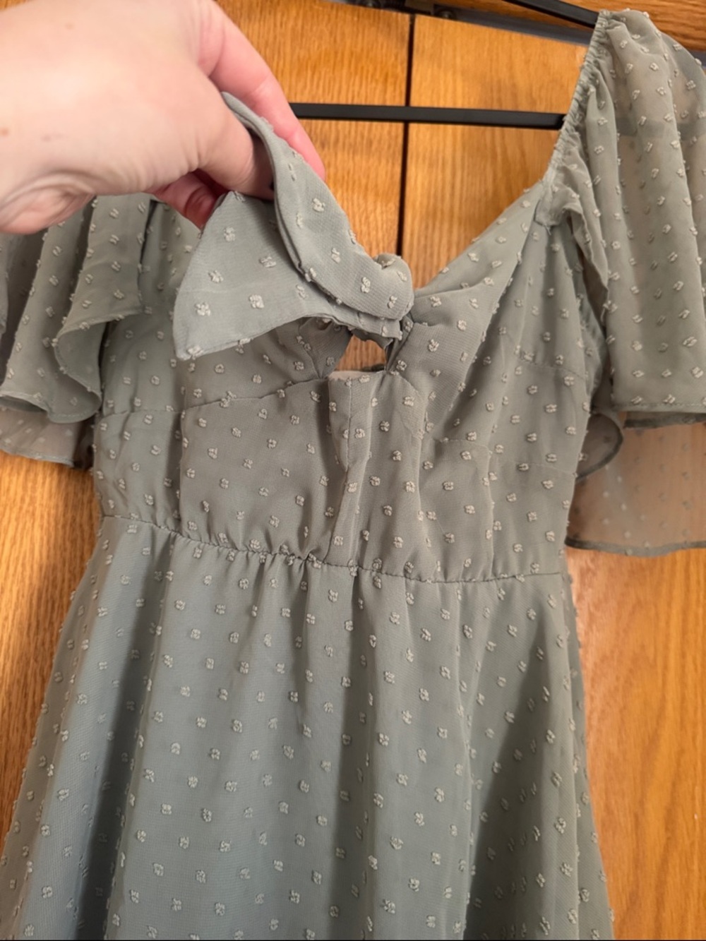 Altard state Sage Green Flutter Sleeve Tie-Front Mini Dress - Picture 3 of 4